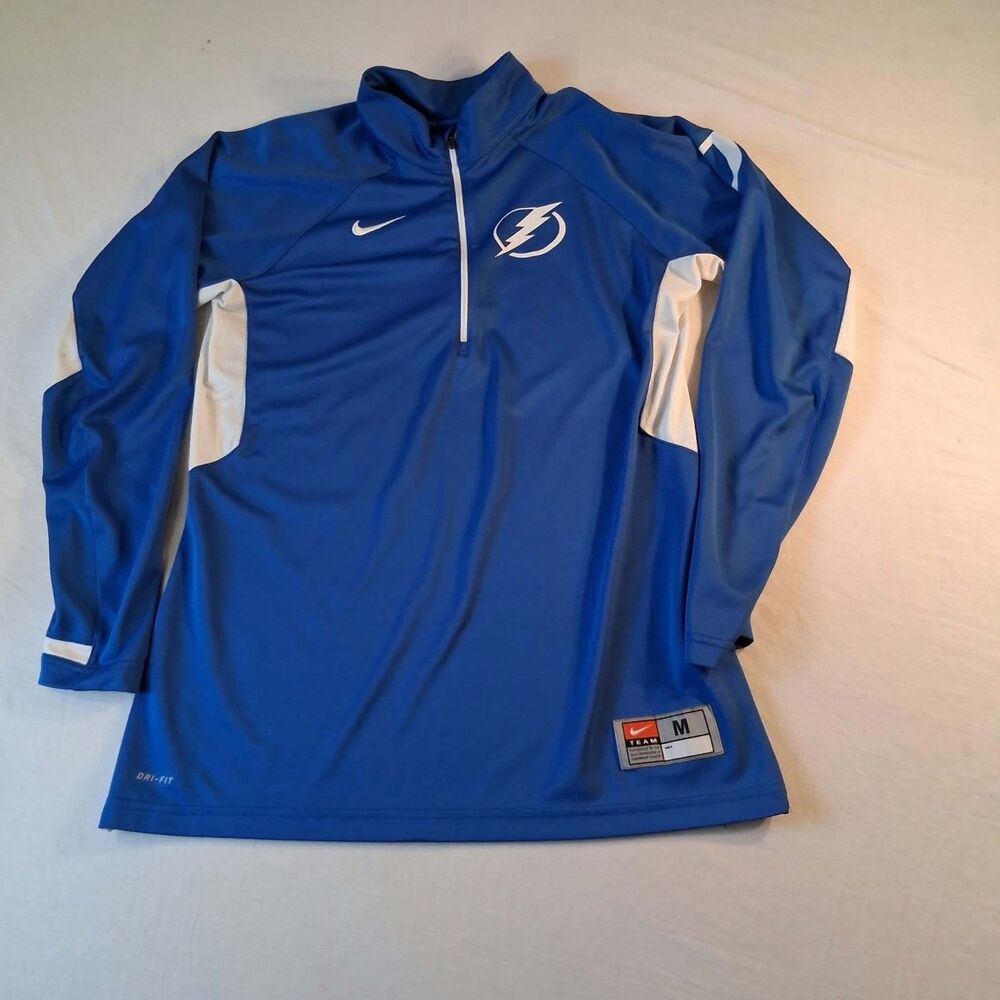 Nike Tampa Bay Lightning Dri-Fit 1/4 Zip Pullover Shirt Royal Blue Men Medium